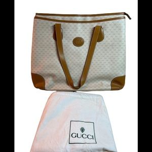 Gucci Cream and Tan Tote Bag